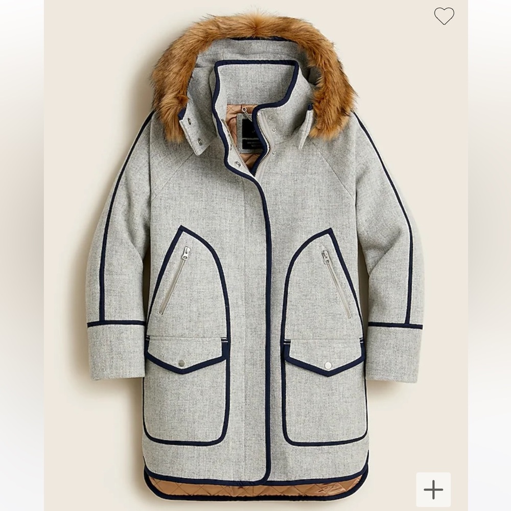 Jcrew Summit parka in Italian stadium-cloth wool NWT size. 4